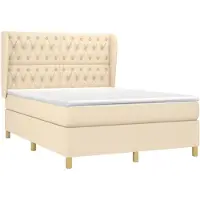 vidaXL Boxspring met matras stof crèmekleurig 140x200 cm