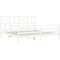 vidaXL Bedframe met hoofdbord massief hout wit 200x200 cm