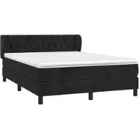 vidaXL Boxspring met matras fluweel zwart 140x190 cm