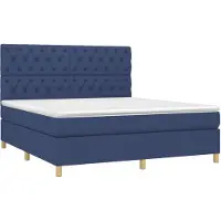 vidaXL Boxspring met matras stof blauw 160x200 cm