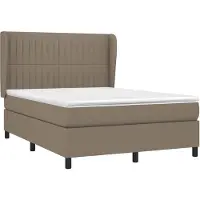 vidaXL Boxspring met matras stof taupe 140x190 cm