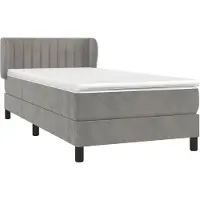 vidaXL Boxspring met matras fluweel lichtgrijs 80x200 cm