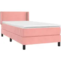 vidaXL Boxspring met matras fluweel roze 80x200 cm