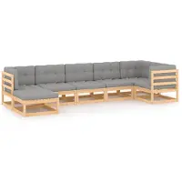 vidaXL 7-delige Loungeset met kussens massief grenenhout