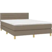 vidaXL Boxspring met matras stof taupe 140x190 cm
