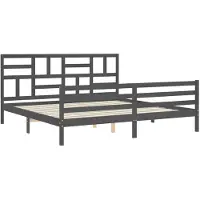 vidaXL Bedframe met hoofdbord massief hout grijs 200x200 cm