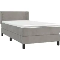 vidaXL Boxspringbed met matras, lichtgrijs, 100x200 cm, fluweel