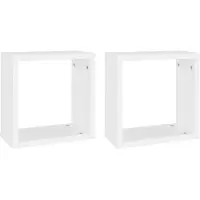 Super Merchant Wandschappen kubus 2 st 30x15x30 cm wit