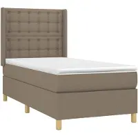vidaXL Boxspring met matras en LED stof taupe 100x200 cm