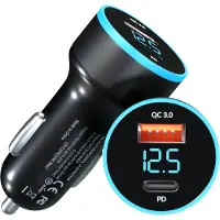 MMOBIEL Autolader USB - 2-Poorts USB-C en USB-A Car Charger - 38W Auto Oplader Telefoon met Quick Charge 3.0 en Power Delivery - Sigarettenaansteker - Zwart