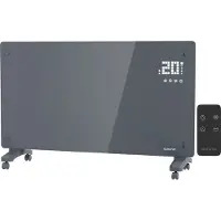 Auronic Elektrische Kachel – Convectorkachel met Thermostaat en Afstandsbediening - Glazen Paneelverwarming - 2500W Heater - Grijs