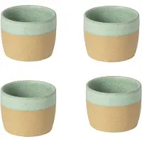 Costa Nova koffiekopje kop Cyaan Aqua Geel set van 4 handgemaakt in Portugal 20 CL H 6.6 CM