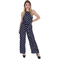 Sarcia.eu Donkerblauwe jumpsuit met stippen en wijde pijpen Parisian