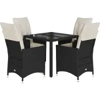 vidaXL 5-delige Tuinset met kussens poly rattan zwart