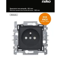Niko Intense Antraciet - inbouw stopcontact 28,5mm - penaarde - 10 stuks in promo pack