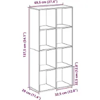 vidaXL Kamerscherm / boekenkast 69,5x29x137,5 cm hout betongrijs