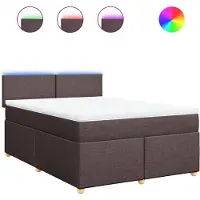 vidaXL Boxspring met matras stof donkerbruin 160x200 cm
