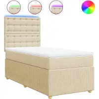 vidaXL Boxspring met matras stof crèmekleurig 80x200 cm