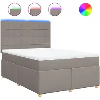 vidaXL Boxspring met matras stof taupe 160x200 cm