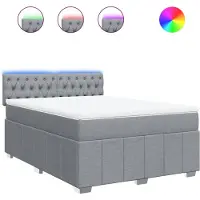 vidaXL Boxspring met matras stof lichtgrijs 160x200 cm