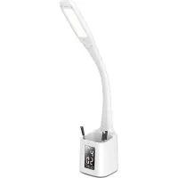 Platinet PDLU6 LED bureaulamp 7W met display klok en temperatuur - pennenbakje - koudwit, wit