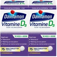 Davitamon 2x Vitamine D Volwassenen 75 Smelttabletten