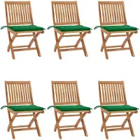 vidaXL Tuinstoelen 6 st inklapbaar met kussens massief teakhout