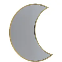 Out of the blue Wandspiegel Halve Maan - metalen frame - goud - 25 x 11 cm - Spiegels