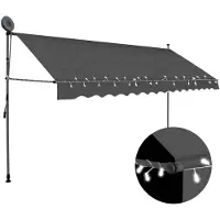 Super Merchant Luifel handmatig uitschuifbaar met LED 350 cm antracietkleurig