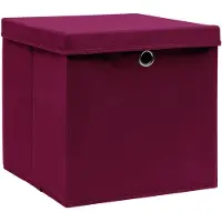 vidaXL Opbergboxen met deksel 4 st 28x28x28 cm donkerrood