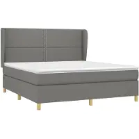 vidaXL Boxspring met matras stof donkergrijs 180x200 cm
