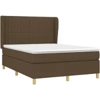 vidaXL Boxspring met matras stof donkerbruin 140x200 cm