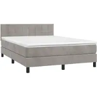 vidaXL Boxspring met matras en LED fluweel lichtgrijs 140x190 cm