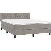 vidaXL Boxspring met matras fluweel lichtgrijs 140x190 cm