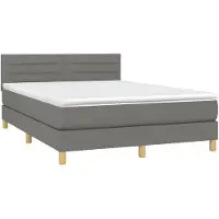vidaXL Boxspring met matras stof donkergrijs 140x190 cm