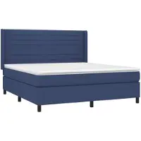 vidaXL Boxspring met matras stof blauw 180x200 cm
