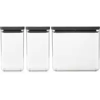 Brabantia Tasty+ Voorraadbussen - Stapelbaar - 1,6 + 1,6 + 3,5 l - Dark Grey