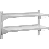 vidaXL Wandschap 2-laags 100x40x60 cm roestvrijstaal zilverkleurig
