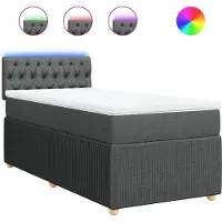 vidaXL Boxspring met matras stof donkergrijs 90x190 cm
