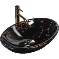 REA Opzetwastafel Pamela Black Marble Shiny
