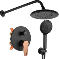 REA Inbouw Regendoucheset Mild Black Rose Gold + Box
