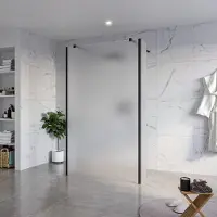 FortiFura Galeria Vrijstaande Inloopdouche - 120x200cm - glas mat - antikalk - 8mm veiligheidsglas - 2 zijwanden 30cm - wandsteunen en hoekprofielen - zwart mat SW927767 2x/SW797928/SW797931