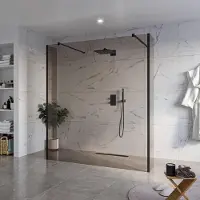 FortiFura Galeria Vrijstaande Inloopdouche - 180x200cm - rookglas - antikalk - 8mm veiligheidsglas - 2 zijwanden 40cm - wandsteunen en hoekprofielen - zwart mat SW927767 2x/SW797943/SW797934