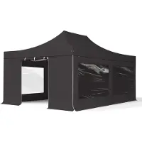 TOOLPORT 4x6 m Easy up partytent PVC met zijwanden (4 panorama), PROFESSIONAL alu 50 mm, zwart