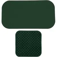 MSV Douche/bad anti-slip matten set badkamer - rubber - 2x stuks - donkergroen - 2 formaten - Badmatjes