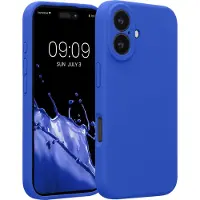 Kwmobile telefoonhoesje geschikt voor Apple iPhone 16 - TPU backcover met siliconen coating - Smartphone case in Baltisch blauw