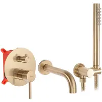 REA Lungo Gold Brush + Box - Inbouw Badmengkraan - Goud