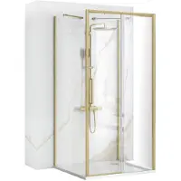 REA Rapid Slide Brush Gold 100X80 - 195 cm - U-Douchecabine - Rechthoek - Geborsteld Goud