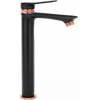 REA Wastafelkraan Viral Black Rose Gold High
