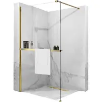 REA Aero Gold 110 + Evo Plank en Handdoekhouder - Douchewand - 110 cm - Goud